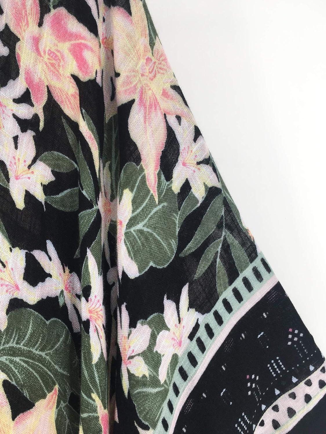 imageMoss Rose Womens Beach Cover up Swimsuit Kimono with Bohemian Floral Print Loose Casual Resort WearColor 72