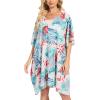 imageMoss Rose Beach Kaftan Dresses for Women V Neck Summer Swimsuit Cover up Beach Vacation ClothingAgreen