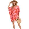 imageMoss Rose Beach Kaftan Dresses for Women V Neck Summer Swimsuit Cover up Beach Vacation ClothingAred