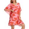 imageMoss Rose Beach Kaftan Dresses for Women V Neck Summer Swimsuit Cover up Beach Vacation ClothingAred