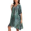 imageMoss Rose Beach Kaftan Dresses for Women V Neck Summer Swimsuit Cover up Beach Vacation ClothingBgreen