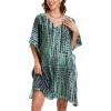 imageMoss Rose Beach Kaftan Dresses for Women V Neck Summer Swimsuit Cover up Beach Vacation ClothingBgreen