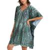 imageMoss Rose Beach Kaftan Dresses for Women V Neck Summer Swimsuit Cover up Beach Vacation ClothingBgreen