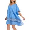 imageMoss Rose Beach Kaftan Dresses for Women V Neck Summer Swimsuit Cover up Beach Vacation ClothingBlue