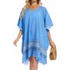 imageMoss Rose Beach Kaftan Dresses for Women V Neck Summer Swimsuit Cover up Beach Vacation ClothingBlue