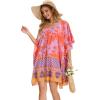 imageMoss Rose Beach Kaftan Dresses for Women V Neck Summer Swimsuit Cover up Beach Vacation ClothingBred