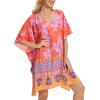 imageMoss Rose Beach Kaftan Dresses for Women V Neck Summer Swimsuit Cover up Beach Vacation ClothingBred