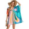 imageMoss Rose Beach Kaftan Dresses for Women V Neck Summer Swimsuit Cover up Beach Vacation ClothingButterfly
