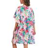 imageMoss Rose Beach Kaftan Dresses for Women V Neck Summer Swimsuit Cover up Beach Vacation ClothingPink