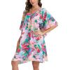imageMoss Rose Beach Kaftan Dresses for Women V Neck Summer Swimsuit Cover up Beach Vacation ClothingPink