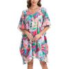 imageMoss Rose Beach Kaftan Dresses for Women V Neck Summer Swimsuit Cover up Beach Vacation ClothingPink