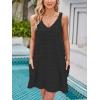 imageMoss Rose Beach Vacation Clothes for Women Sundresses Swiss Polka Dot Beach Cover Up V Neck Tank Dress with PocketsBlack