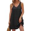 imageMoss Rose Beach Vacation Clothes for Women Sundresses Swiss Polka Dot Beach Cover Up V Neck Tank Dress with PocketsBlack
