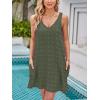 imageMoss Rose Beach Vacation Clothes for Women Sundresses Swiss Polka Dot Beach Cover Up V Neck Tank Dress with PocketsGreen