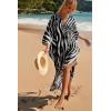 imageMoss Rose Caftan Coverup Dresses for Women V Neck Summer Swimsuit Kaftan Plus Size Maxi Beach Vacation ClothesA Stripe