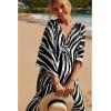 imageMoss Rose Caftan Coverup Dresses for Women V Neck Summer Swimsuit Kaftan Plus Size Maxi Beach Vacation ClothesA Stripe
