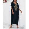 imageMoss Rose Caftan Coverup Dresses for Women V Neck Summer Swimsuit Kaftan Plus Size Maxi Beach Vacation ClothesAbblack