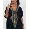 imageMoss Rose Caftan Coverup Dresses for Women V Neck Summer Swimsuit Kaftan Plus Size Maxi Beach Vacation ClothesAbblack