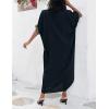 imageMoss Rose Caftan Coverup Dresses for Women V Neck Summer Swimsuit Kaftan Plus Size Maxi Beach Vacation ClothesAbblack