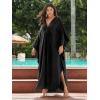 imageMoss Rose Caftan Coverup Dresses for Women V Neck Summer Swimsuit Kaftan Plus Size Maxi Beach Vacation ClothesAblack