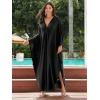 imageMoss Rose Caftan Coverup Dresses for Women V Neck Summer Swimsuit Kaftan Plus Size Maxi Beach Vacation ClothesAblack