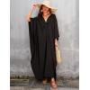 imageMoss Rose Caftan Coverup Dresses for Women V Neck Summer Swimsuit Kaftan Plus Size Maxi Beach Vacation ClothesAblack
