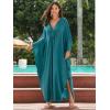 imageMoss Rose Caftan Coverup Dresses for Women V Neck Summer Swimsuit Kaftan Plus Size Maxi Beach Vacation ClothesAblue