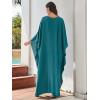 imageMoss Rose Caftan Coverup Dresses for Women V Neck Summer Swimsuit Kaftan Plus Size Maxi Beach Vacation ClothesAblue