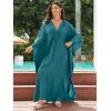 imageMoss Rose Caftan Coverup Dresses for Women V Neck Summer Swimsuit Kaftan Plus Size Maxi Beach Vacation ClothesAblue