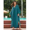 imageMoss Rose Caftan Coverup Dresses for Women V Neck Summer Swimsuit Kaftan Plus Size Maxi Beach Vacation ClothesAblue