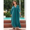 imageMoss Rose Caftan Coverup Dresses for Women V Neck Summer Swimsuit Kaftan Plus Size Maxi Beach Vacation ClothesAblue