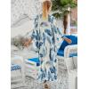 imageMoss Rose Caftan Coverup Dresses for Women V Neck Summer Swimsuit Kaftan Plus Size Maxi Beach Vacation ClothesAgreen Leaf