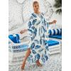 imageMoss Rose Caftan Coverup Dresses for Women V Neck Summer Swimsuit Kaftan Plus Size Maxi Beach Vacation ClothesAgreen Leaf