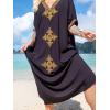 imageMoss Rose Caftan Coverup Dresses for Women V Neck Summer Swimsuit Kaftan Plus Size Maxi Beach Vacation ClothesBablack
