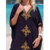 imageMoss Rose Caftan Coverup Dresses for Women V Neck Summer Swimsuit Kaftan Plus Size Maxi Beach Vacation ClothesBablack