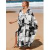 imageMoss Rose Caftan Coverup Dresses for Women V Neck Summer Swimsuit Kaftan Plus Size Maxi Beach Vacation ClothesBblack