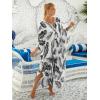 imageMoss Rose Caftan Coverup Dresses for Women V Neck Summer Swimsuit Kaftan Plus Size Maxi Beach Vacation ClothesBblack Leaf