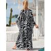 imageMoss Rose Caftan Coverup Dresses for Women V Neck Summer Swimsuit Kaftan Plus Size Maxi Beach Vacation ClothesBblack White