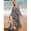 imageMoss Rose Caftan Coverup Dresses for Women V Neck Summer Swimsuit Kaftan Plus Size Maxi Beach Vacation ClothesBblack Zebra