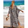imageMoss Rose Caftan Coverup Dresses for Women V Neck Summer Swimsuit Kaftan Plus Size Maxi Beach Vacation ClothesBblack Zebra