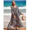 imageMoss Rose Caftan Coverup Dresses for Women V Neck Summer Swimsuit Kaftan Plus Size Maxi Beach Vacation ClothesBblack Zebra
