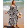 imageMoss Rose Caftan Coverup Dresses for Women V Neck Summer Swimsuit Kaftan Plus Size Maxi Beach Vacation ClothesBblack Zebra