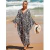imageMoss Rose Caftan Coverup Dresses for Women V Neck Summer Swimsuit Kaftan Plus Size Maxi Beach Vacation ClothesBblack Zebra