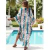 imageMoss Rose Caftan Coverup Dresses for Women V Neck Summer Swimsuit Kaftan Plus Size Maxi Beach Vacation ClothesBblue Brown