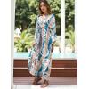 imageMoss Rose Caftan Coverup Dresses for Women V Neck Summer Swimsuit Kaftan Plus Size Maxi Beach Vacation ClothesBblue Brown