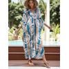 imageMoss Rose Caftan Coverup Dresses for Women V Neck Summer Swimsuit Kaftan Plus Size Maxi Beach Vacation ClothesBblue Brown
