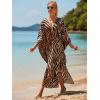 imageMoss Rose Caftan Coverup Dresses for Women V Neck Summer Swimsuit Kaftan Plus Size Maxi Beach Vacation ClothesBbrown Zebra