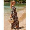 imageMoss Rose Caftan Coverup Dresses for Women V Neck Summer Swimsuit Kaftan Plus Size Maxi Beach Vacation ClothesBbrown Zebra