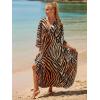 imageMoss Rose Caftan Coverup Dresses for Women V Neck Summer Swimsuit Kaftan Plus Size Maxi Beach Vacation ClothesBbrown Zebra