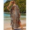 imageMoss Rose Caftan Coverup Dresses for Women V Neck Summer Swimsuit Kaftan Plus Size Maxi Beach Vacation ClothesBbrown Zebra